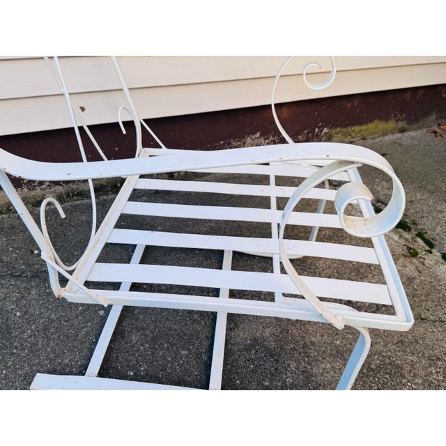 White Vintage 1960s White Wrought Iron Cantilever Lounge Chair For Sale - Image 8 of 10