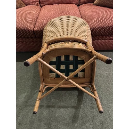 1960s Single McGuire Bamboo & Cane Upholstered Game Chair For Sale - Image 9 of 10