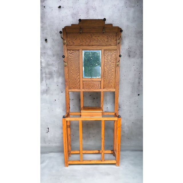 Antique Douglas Fir Arts and Crafts Mission Style Hall Tree For Sale - Image 11 of 11