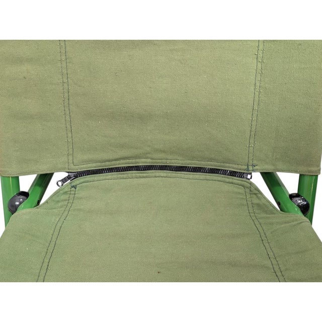 Vintage Lounge Chair in Green Metal and Canvas with Floral Cushion from Arflex For Sale - Image 12 of 14