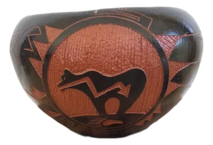 Signed Navajo Pottery Bowl Bear Design Mitchell B Native American Art