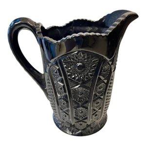 Mid 20th Century Mid Century Modern Tiara Monarch Indiana Glass Black Paneled Daisy Pitcher