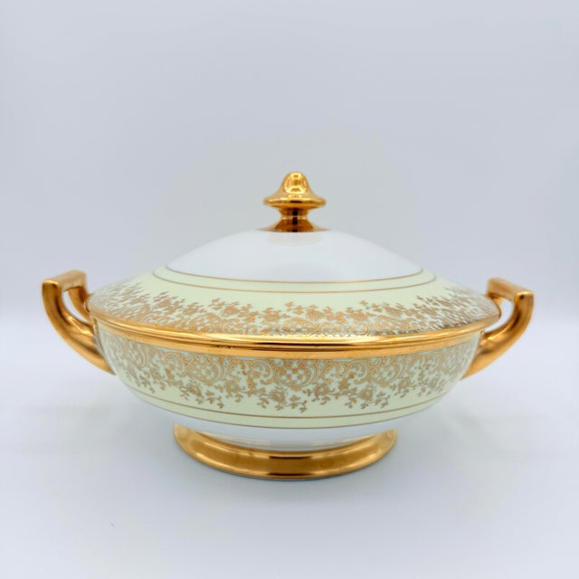 Ivory Vintage Japanese Ivory and 22k Gold Lidded Serving Dish With Pedestal Base For Sale - Image 8 of 8