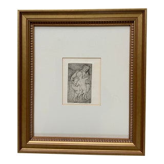 1940s Alice Schneider American Artist Pencil Drawing of Woman and Child, Framed For Sale