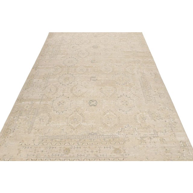 2010s Rug & Kilim’s Oushak Style Rug in Beige, Gray and Gold Floral Patterns For Sale - Image 5 of 7