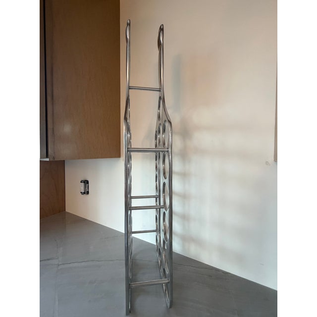 Mid-Century Modern 1960s Mid-Century Modern Michael Noll Style Cast Aluminum Wine Rack Bottle Shaped Silhouette Silver -15 Bottle For Sale - Image 3 of 6