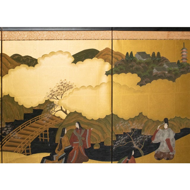"The Tale of Genji", 1950s Showa Era Japanese Painted Byobu Screen For Sale In Dallas - Image 6 of 18