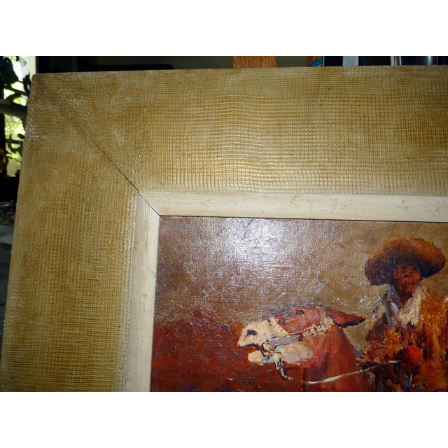 Large 1976 Buck McCain "Escaped" Cowboy Scene Oil on Canvas Original Western Frame, Signed & Inscribed Western Art For Sale - Image 12 of 12