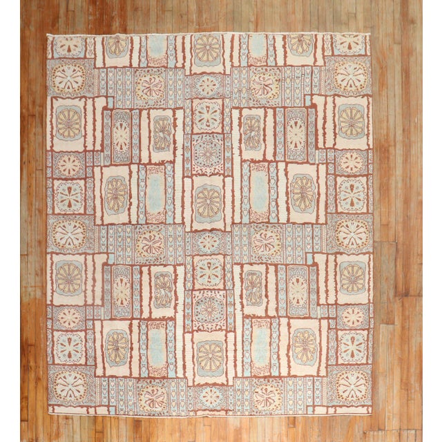 Early 20th Century Zabihi Collection African European Influenced Deco Carpet - 8'1" x 9'10" For Sale - Image 5 of 12
