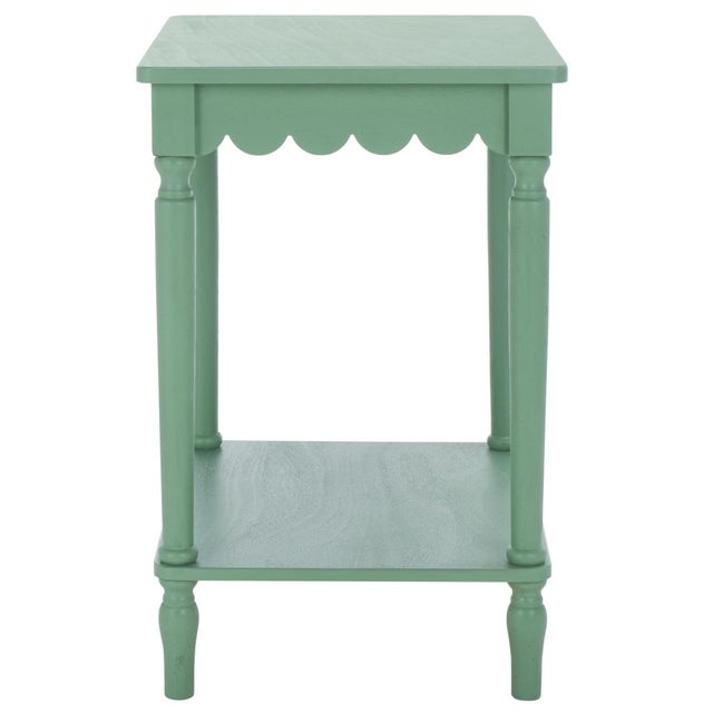 Wood Heaven Scalloped Accent Table in Sage Green For Sale - Image 7 of 8