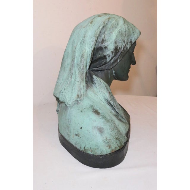 Huge Antique 19th Century Bronze Peasant Women Lady Bust Statue Sculpture 1800's For Sale - Image 11 of 12