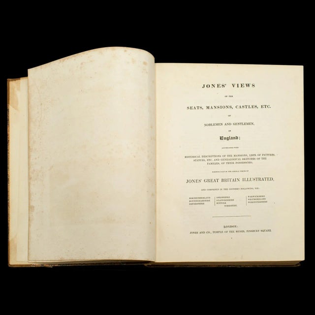 1829's 2 Antique Books, Jones' View of Seats Mansions & Noblemen For Sale - Image 4 of 12