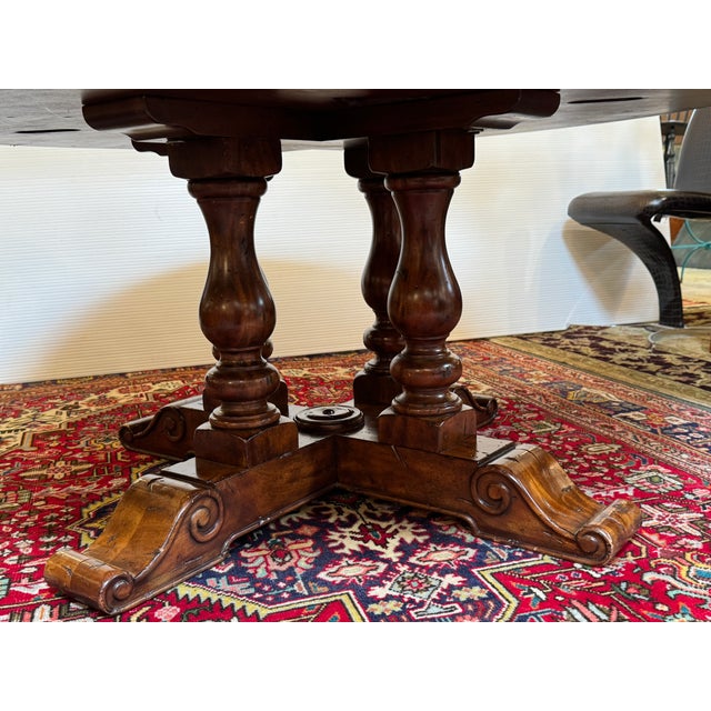 Theodore Alexander for Castle Bromwich Walnut Wood Jupe Dining Table, 60 to 78 Inch For Sale - Image 16 of 18