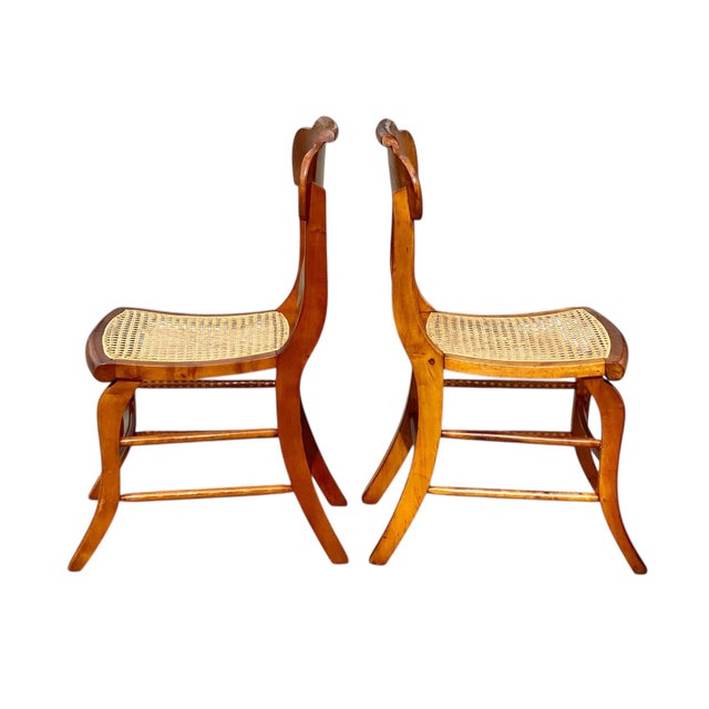 Orange Pair of Antique Tiger Maple & Birds Eye Maple Sheraton Style Chairs For Sale - Image 8 of 11