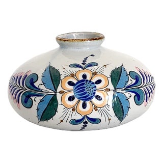1970s Tonalá Mexico Ceramic Low Round Vase, Signed Erandi For Sale