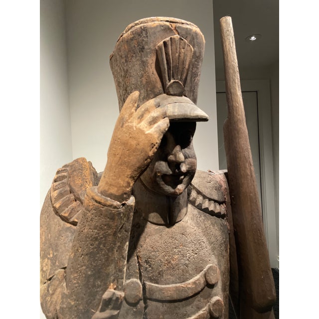 Monumental 65" Vintage Philippine Taka-an Wood Soldier Mold on Custom Base For Sale - Image 4 of 7