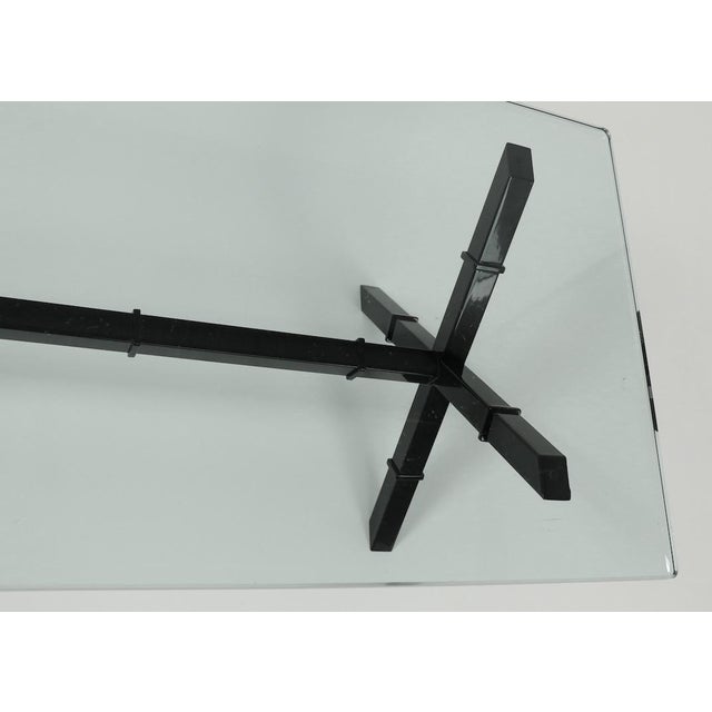 1970s Glass Top X Base Coffee Table For Sale - Image 10 of 12