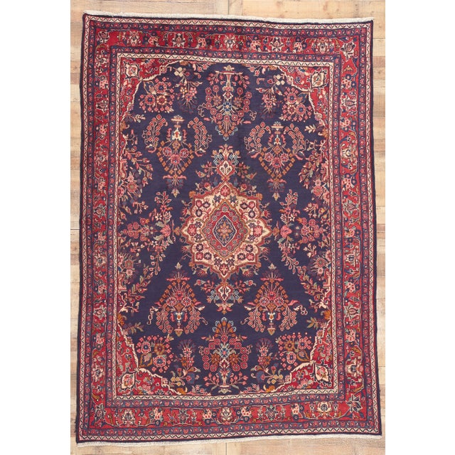 Late 20th Century Vintage Persian Mehraban Rug - 07'02 X 10'02 For Sale - Image 9 of 9