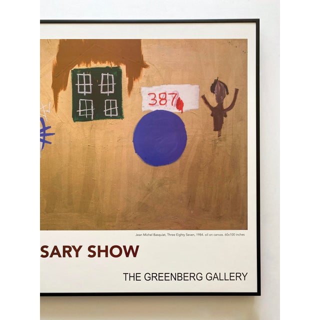 Pop Art Jean Michel Basquiat Lithograph Print Framed Neo-Expressionist Exhibition Poster " Three Eighty Seven " 1984 For Sale - Image 3 of 12