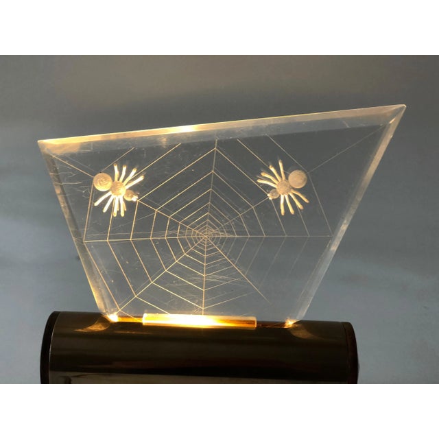 Night Light with Spiders Engraved in Acrylic Glass, 1960s For Sale - Image 4 of 14
