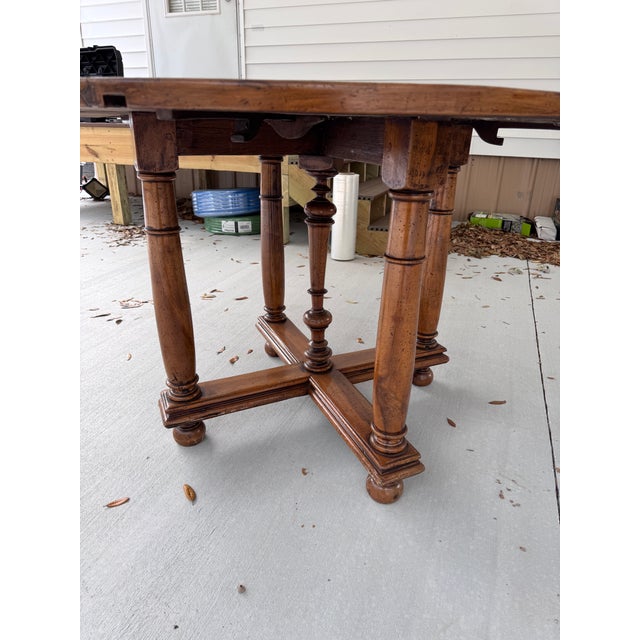 Wood Round to Square French Game Table For Sale - Image 7 of 12