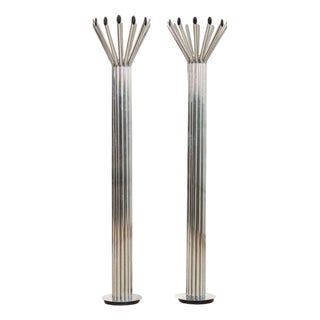 Mid 20th Century Silver Chrome Tubular Floor Lamp by Kovacs - a Pair For Sale
