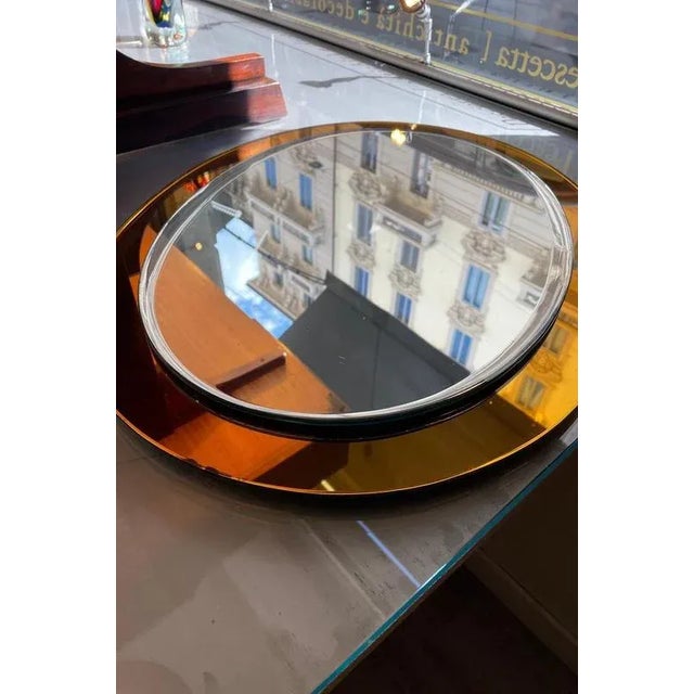 1950s Wall Mirror with Amber Glass Border, 1950s For Sale - Image 5 of 9