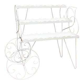 Mid-Century White Metal Plant Stand For Sale