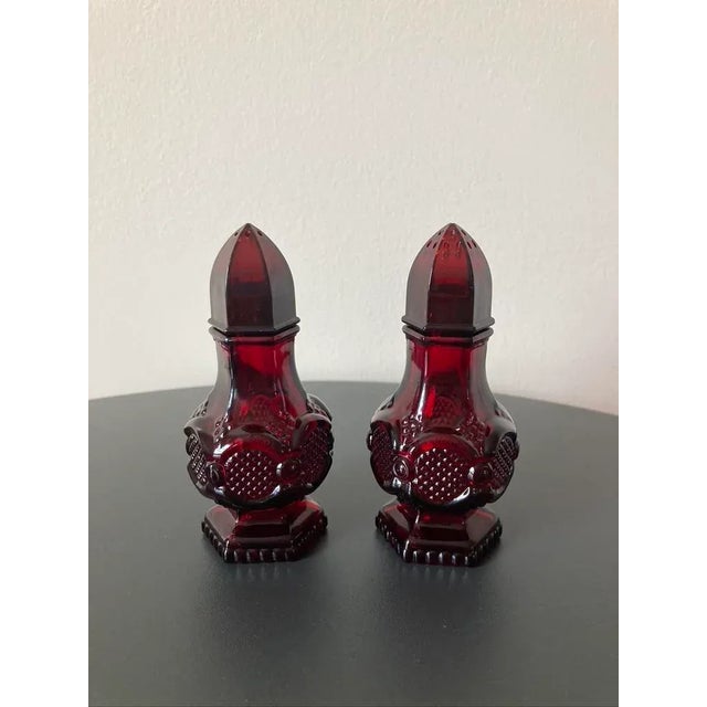 Vintage Regency Salt & Pepper Shakers in Ruby Red- a Pair | Chairish