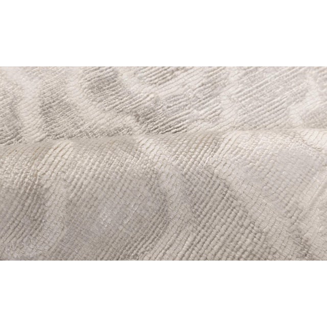 Modern Hand-Knotted Silk Runner – Subtle Cloud Motif in Ivory by Doris Leslie Blau Size: 4'7" × 14'1" (139 × 429 cm) This...