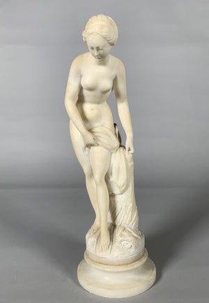 White Marble Sculpture Diane Au Bain After Falconet (1716-1791) 19th Century