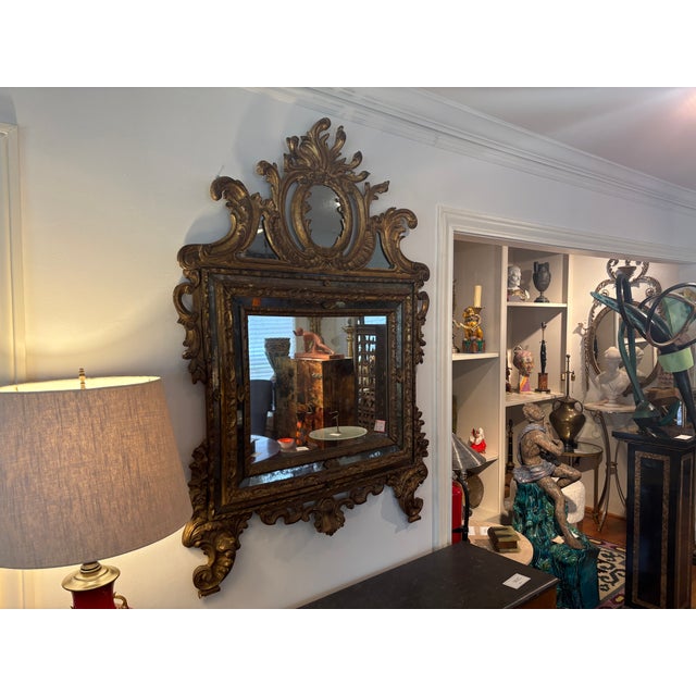 18th Century Italian Baroque Giltwood Mirror For Sale - Image 10 of 14