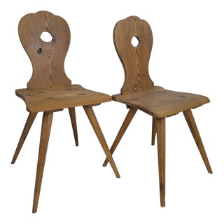 Rustic Austrian Softwood Peasant Chairs, 1800, Set of 2 For Sale