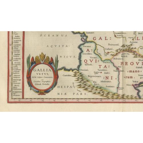 Antique Map of Caesar's Gallia Ancient France from Blaeu, 1642 For Sale - Image 6 of 10