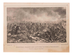 Jean-Baptiste Édouard Detaille, Dernière Charge des Lanciers Rouges à Waterloo, Lithograph, 19th Century