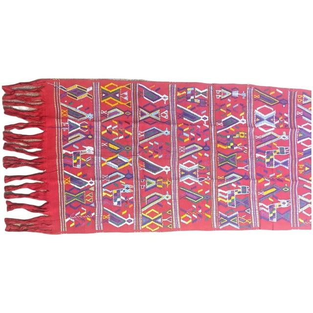 Vintage Hand-Embroidered Guatemalan Textile Throw For Sale - Image 4 of 13