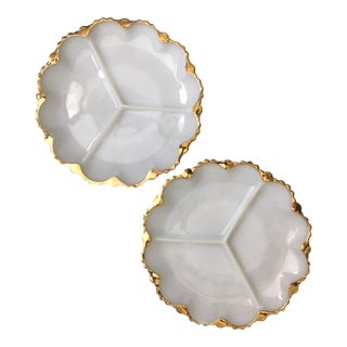1950s Milk Glass Serving Plate - a Pair For Sale