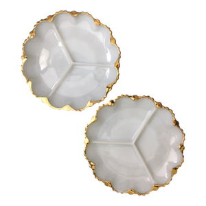 1950s Milk Glass Serving Plates - A Pair