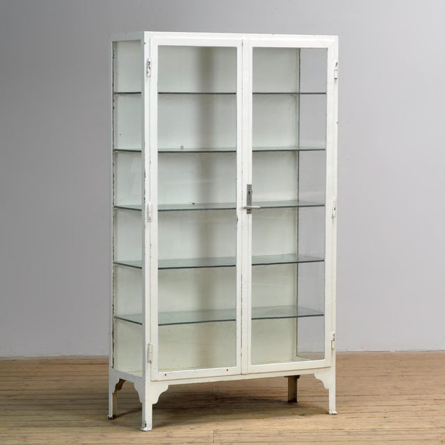 Industrial Vintage Iron Medical Cabinet, 1930s For Sale - Image 3 of 12