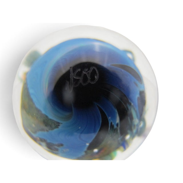 Glass Josh Simpson Inhabited Planet Earth Art Glass Marble Sculpture Paperweight For Sale - Image 7 of 10