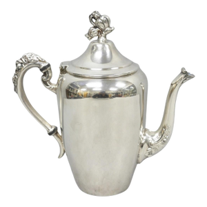 Vintage English Art Nouveau Silver Plated Tulip Flower Handle Design Teapot