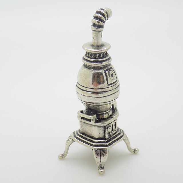 1980s Vintage Italian Silver Woodstove Dollhouse Miniature, Tuscany, 1980s For Sale - Image 5 of 11