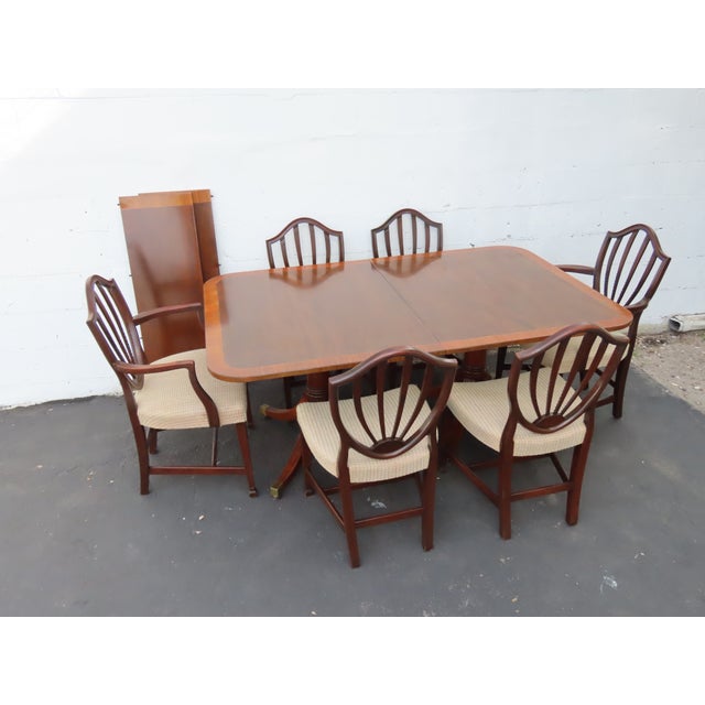 Mahogany Set of Dining Table Six Shield Back Chairs and 2 Leaves 6563 For Sale - Image 13 of 17