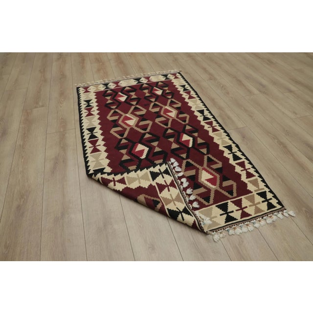 1960s Traditional Burgundy Wool Rug For Sale - Image 4 of 13