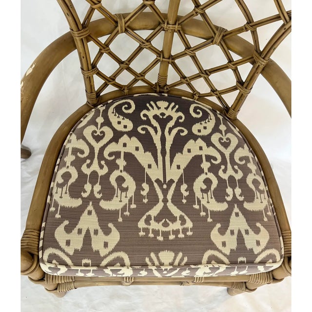 Vintage Fan Back Peacock Rattan Chairs Attributed to Ficks Reed ~ a Pair For Sale In Boston - Image 6 of 11