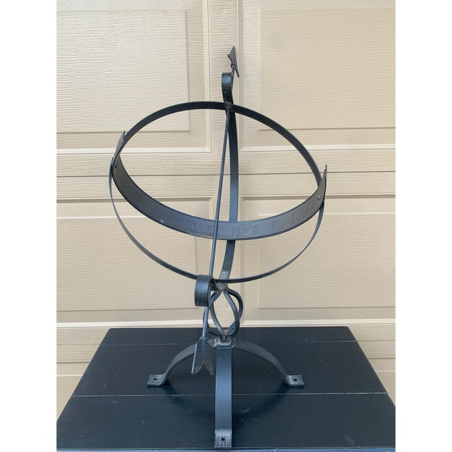 Black Late 20th Century Large Classical Iron Armillary Sphere Garden Sculpture on Stand – English Estate Style For Sale - Image 8 of 12