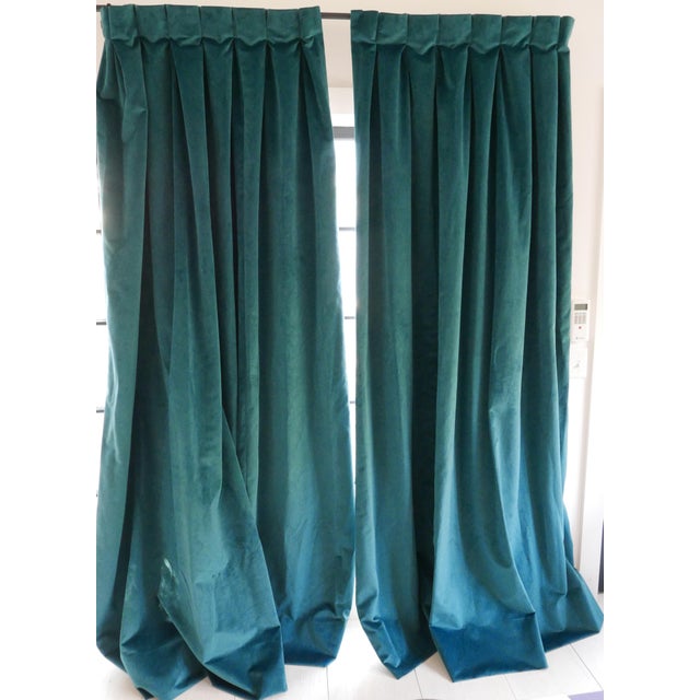 Custom Blue Green Velvet Curtains A Pair Chairish