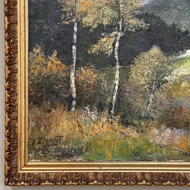 Wood Antique Framed Oil Painting on Canvas Signed e.x. Chaouet For Sale - Image 7 of 13