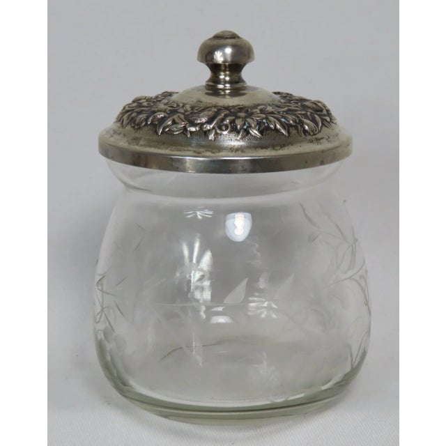 Vintage Kirk & Son Sterling Silver Etch Cut Glass Jam Jar For Sale In Boston - Image 6 of 13