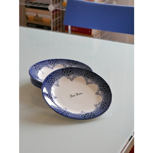 Set of five rare plates with "aus liebe" sign. Maker T&H Colditz porcelain. 21cm diameter. This piece has an attribution...